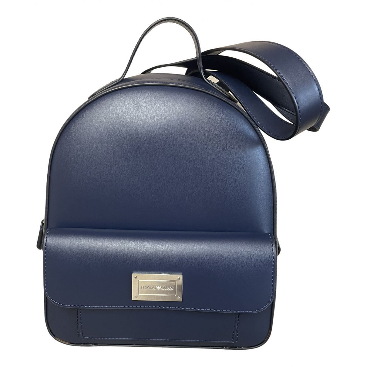 Leather backpack Emporio Armani Blue in 